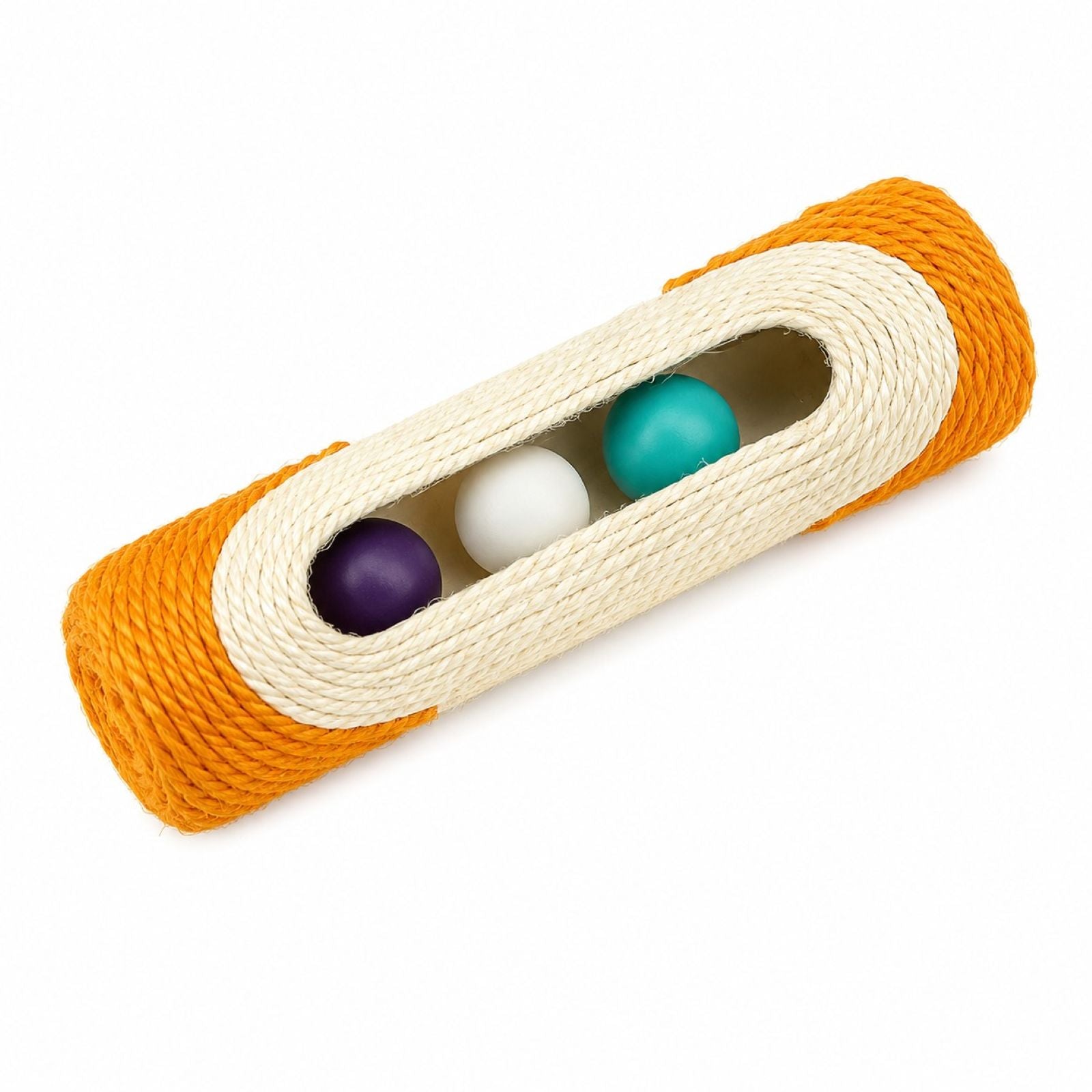 Cat Scratching Board Roller Toy with Balls on white background