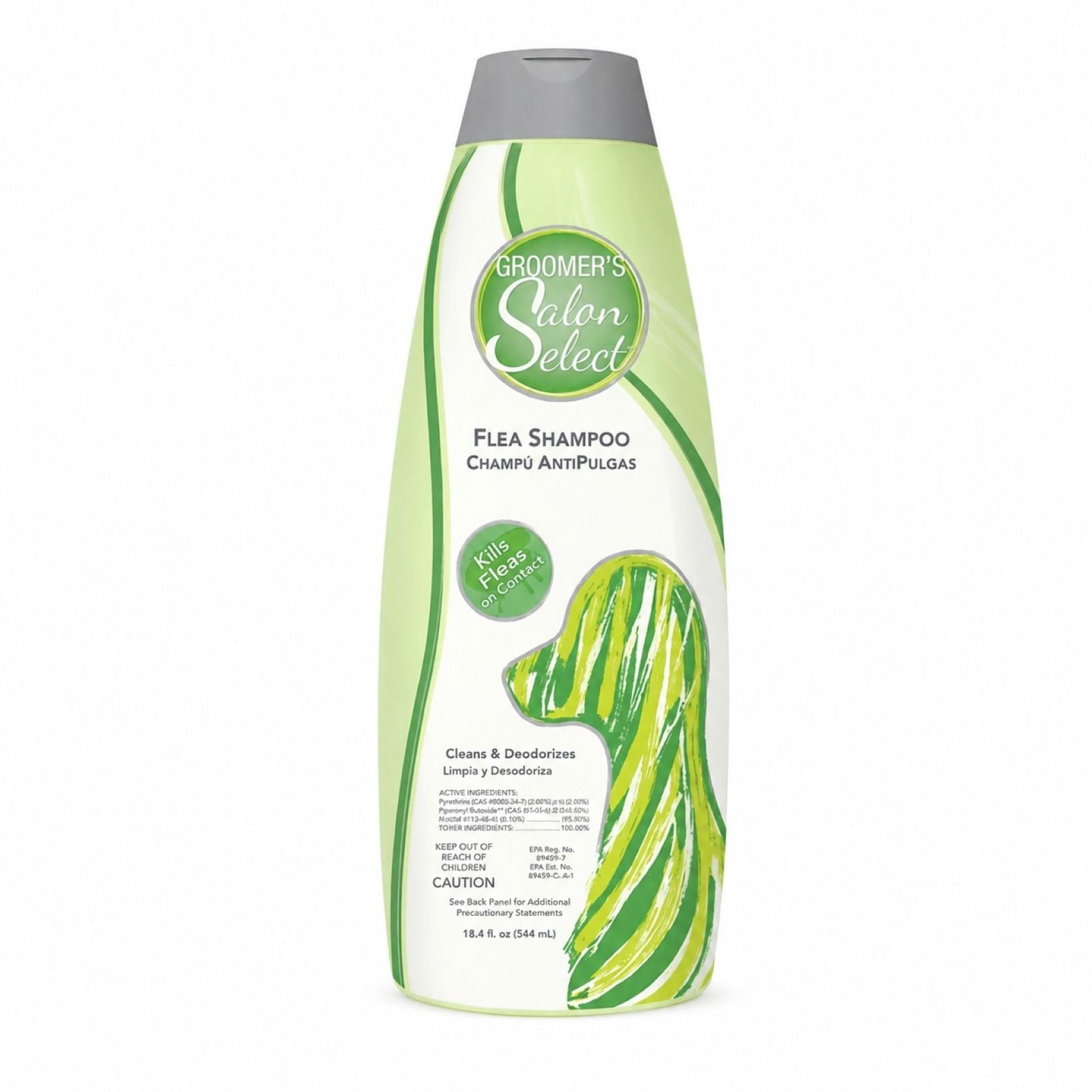 Bottle of Groomer’s Salon Select Flea Shampoo For Dogs – 544ml on white background