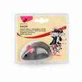 Wind-up mouse toy with cartoon characters on a beige label
