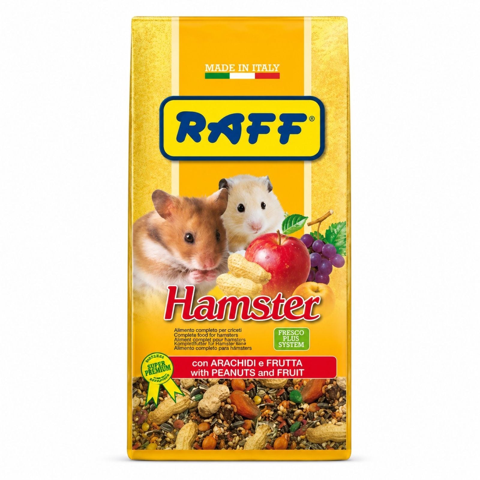 bag of RAFF Hamster Complete Food - Peanut & Fruit Flavor on white background