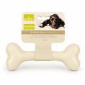 medium sized off-white rubber bone for dog with vanilla flavor
