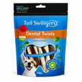 Packaged Tail Swingers dog treats on white background