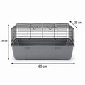 Pet cage with dimensions labeled on a white background