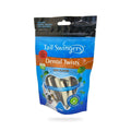 Packaged Tail Swingers Dental Twists beef flavor dental snacks for small dogs on a white background.